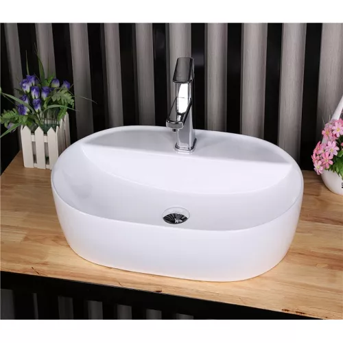 Раковина накладная овальная CeramaLux D1346/D1347, Выбрать размер: 61х41,5х14, изображение 3