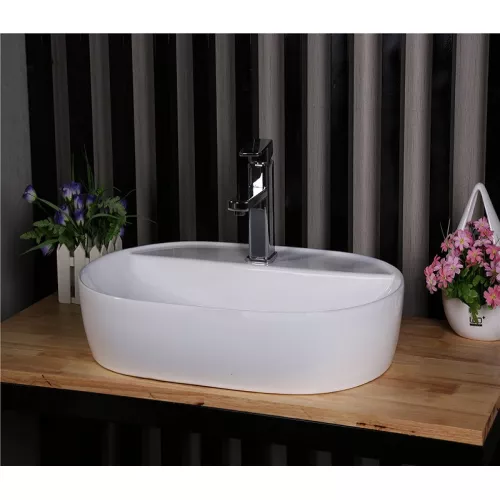 Раковина накладная овальная CeramaLux D1346/D1347, Выбрать размер: 61х41,5х14, изображение 4