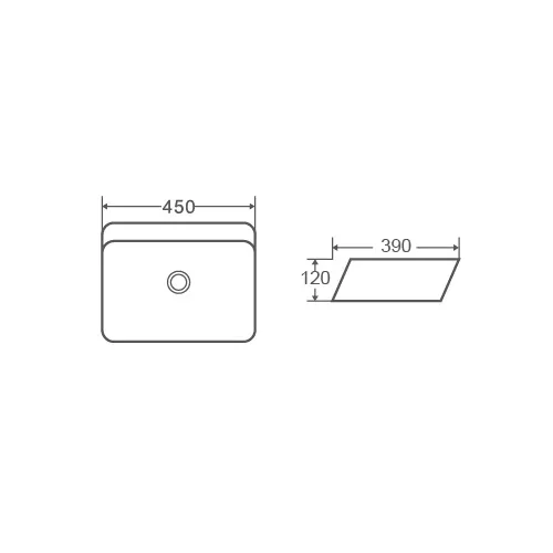 Раковина накладная прямоугольная CeramaLux 2242/2243, Выбрать размер: 45х39х12, изображение 2