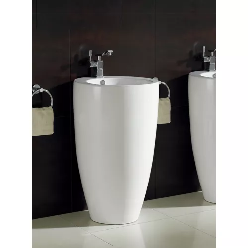 Раковина напольная круглая CeramaLux B133, Выбрать размер: 49х49, Выбрать цвет: Белый, изображение 2