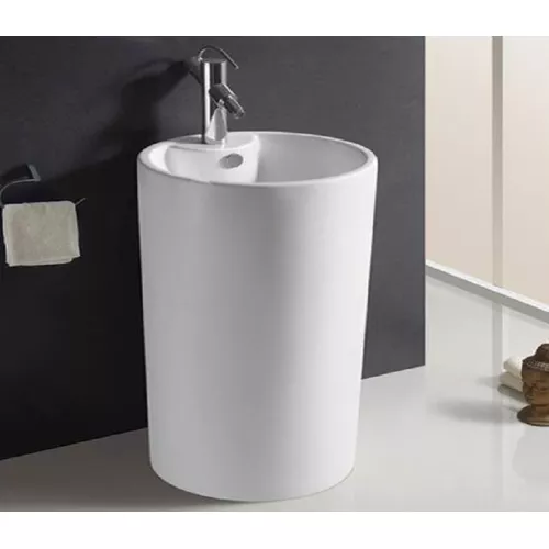 Раковина напольная круглая  CeramaLux NB135, Выбрать цвет: Белый, изображение 2