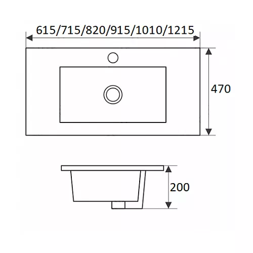 Раковина врезная прямоугольная CeramaLux NYJ840, Выбрать размер: 60, изображение 3