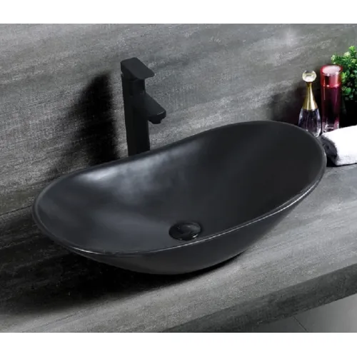 Раковина накладная овальная CeramaLux 7811, Выбрать цвет: Черный матовый