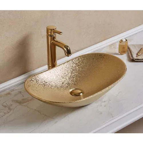 Раковина накладная овальная CeramaLux 7811, Выбрать цвет: Золото