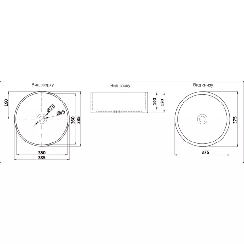 Раковина накладная круглая CeramaLux  NC 78308/78310, Выбрать размер: 38х38х12, Выбрать цвет: Светлый рисунок, изображение 2