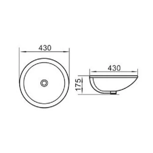 Раковина врезная круглая CeramaLux NYJ848, Выбрать размер: 43х43х18, изображение 2