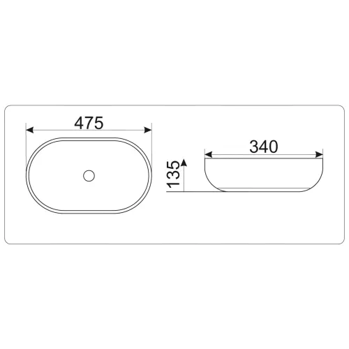 Раковина накладная овальная CeramaLux 9026, Выбрать размер: 47,5, изображение 5