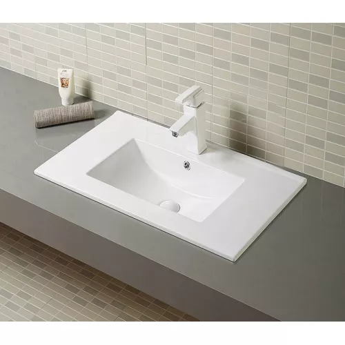 Раковина врезная прямоугольная CeramaLux  N 9075Е/9010E, Выбрать размер: 75, изображение 2