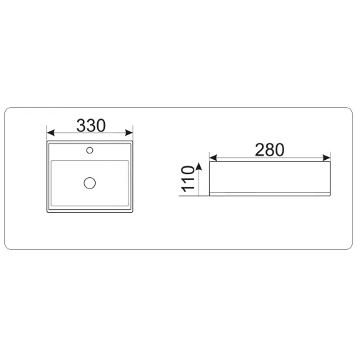 Раковина подвесная/накладная прямоугольная CeramaLux 9135, Выбрать размер: 33, изображение 4