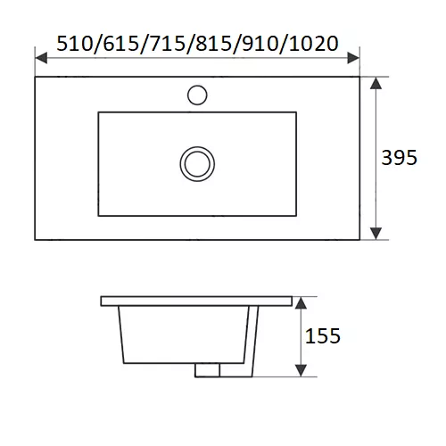 Раковина врезная прямоугольная CeramaLux 9393, Выбрать размер: 50, изображение 7