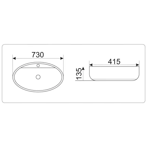 Раковина накладная овальная CeramaLux 9435, изображение 3