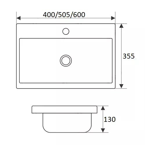 Раковина врезная прямоугольная CeramaLux 9595, Выбрать размер: 40, изображение 2