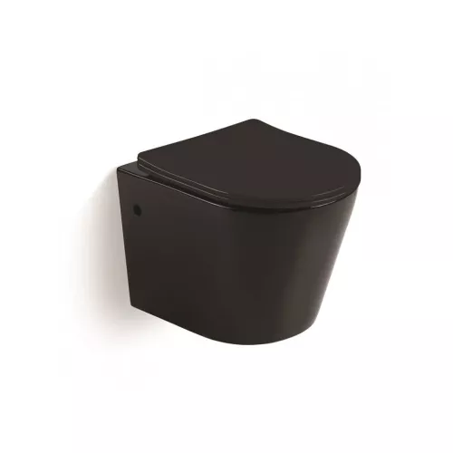 Унитаз подвесной CeramaLux B2330, Выбрать цвет: Черный глянцевый, изображение 2