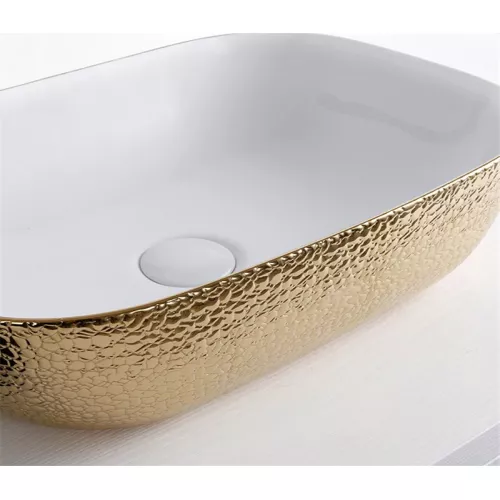 Раковина накладная прямоугольная CeramaLux LuxeLine D1333H021/D1333H025, Выбрать цвет: Золото, изображение 2