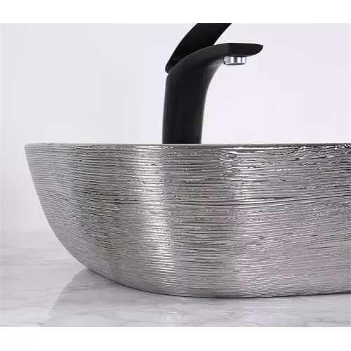 Раковина накладная прямоугольная CeramaLux LuxeLine D1333H13, Выбрать цвет: Белый/серебро, изображение 5