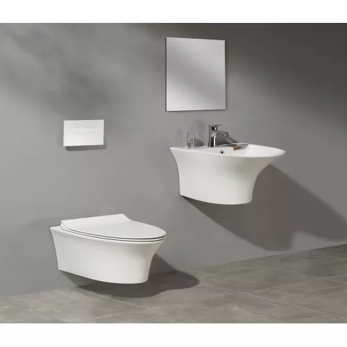 Умывальник подвесной полукруглый CeramaLux NB165, изображение 3