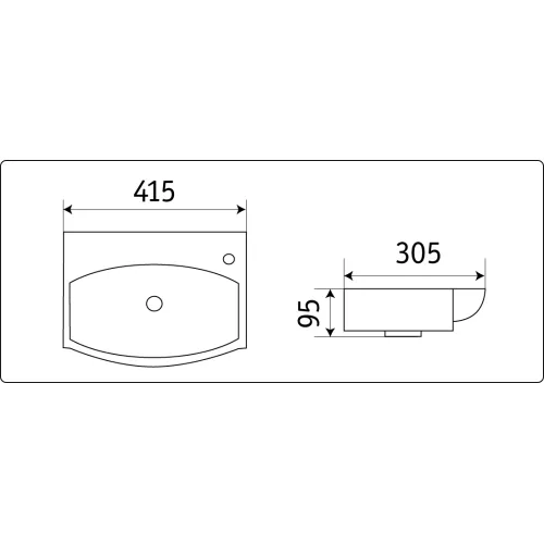 Раковина подвесная/накладная прямоугольная CeramaLux 78014, Выбрать размер: 40, Выбрать цвет: Белый, изображение 2