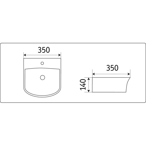 Умывальник подвесной прямоугольный CeramaLux 78369, Выбрать размер: 35, изображение 2
