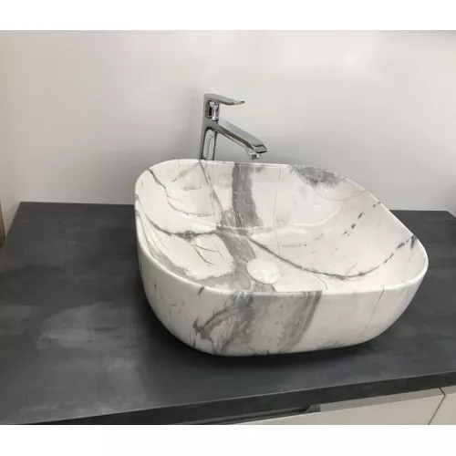 Раковина накладная прямоугольная CeramaLux  MNC K397, Выбрать цвет: Серый мрамор, изображение 2