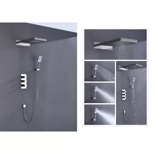 Душевая система встроенная с термостатом Timo Petruma SX-5039, Выбрать цвет: Хром, изображение 2