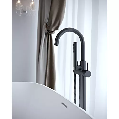 Смеситель напольный для ванны с душем Timo Saona 2310/03Y-CR, Выбрать цвет: Черный, изображение 2