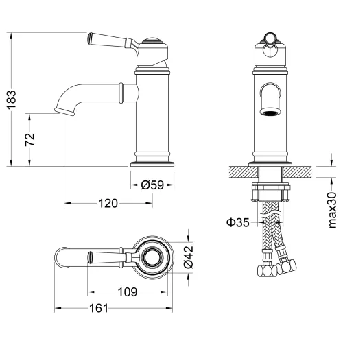 Смеситель для раковины Timo Arisa 5361/02F, Выбрать цвет: Антик, изображение 3