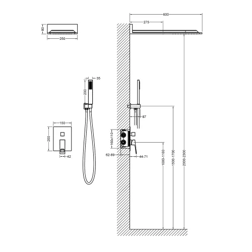 Душевая система встроенная Timo Briana SX-7139, Выбрать цвет: Хром, изображение 2