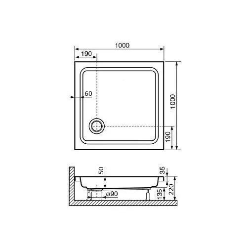 Душевой поддон квадратный RGW STYLE, Выбрать размер: 800x800, изображение 3