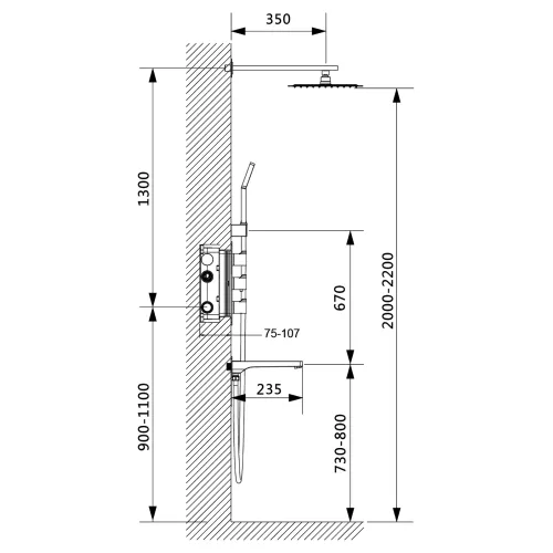 Душевая система встроенная с термостатом Timo Petruma SX-5149, Выбрать цвет: Хром, изображение 9