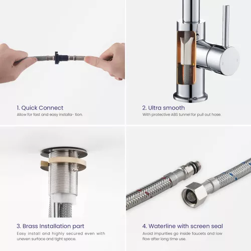 Смеситель для кухни с выдвижной лейкой Timo Saona 2316/00FL, Выбрать цвет: Хром, изображение 7