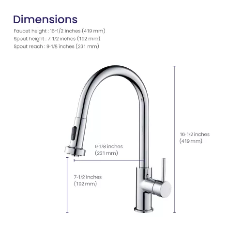 Смеситель для кухни с выдвижной лейкой Timo Saona 2316/00FL, Выбрать цвет: Хром, изображение 4
