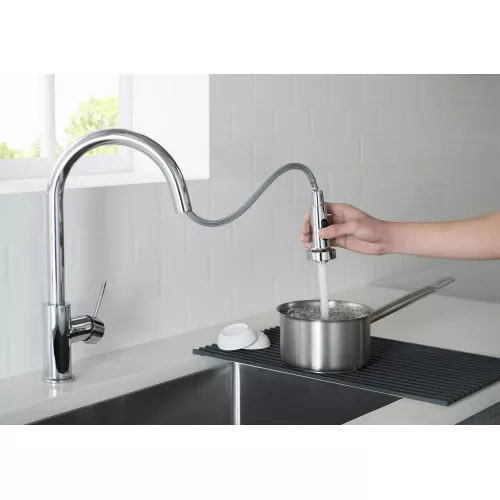 Смеситель для кухни с выдвижной лейкой Timo Saona 2316/00FL, Выбрать цвет: Хром, изображение 3