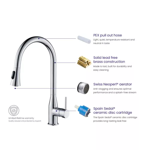 Смеситель для кухни с выдвижной лейкой Timo Saona 2336/00FL, Выбрать цвет: Хром, изображение 5