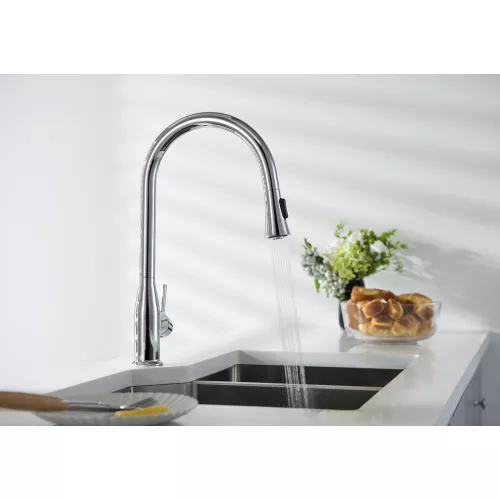 Смеситель для кухни с выдвижной лейкой Timo Saona 2336/00FL, Выбрать цвет: Хром, изображение 2