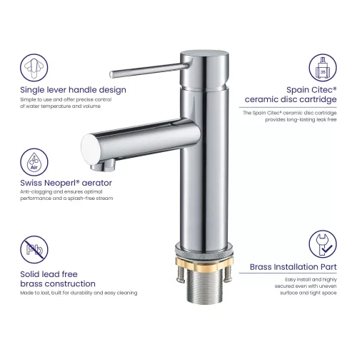 Смеситель для раковины Timo Saona 2361/00F, Выбрать цвет: Хром, изображение 6