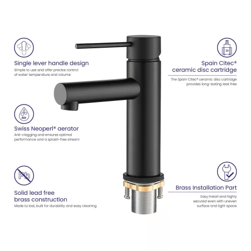 Смеситель для раковины Timo Saona 2361/03F, Выбрать цвет: Черный, изображение 2