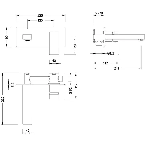 Смеситель для раковины встроенный Timo Selene 2071/03SM, Выбрать цвет: Черный, изображение 3