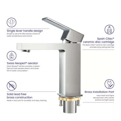 Смеситель для раковины Timo Selene 2061/00F, Выбрать цвет: Хром, изображение 6