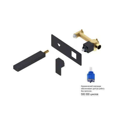 Смеситель для раковины встроенный Timo Selene 2071/03SM, Выбрать цвет: Черный, изображение 2