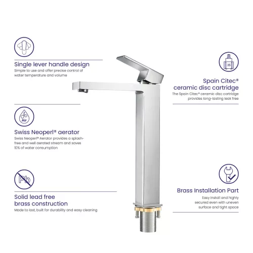 Смеситель для раковины-чаши Timo Selene 3061/00F, Выбрать цвет: Хром, изображение 4