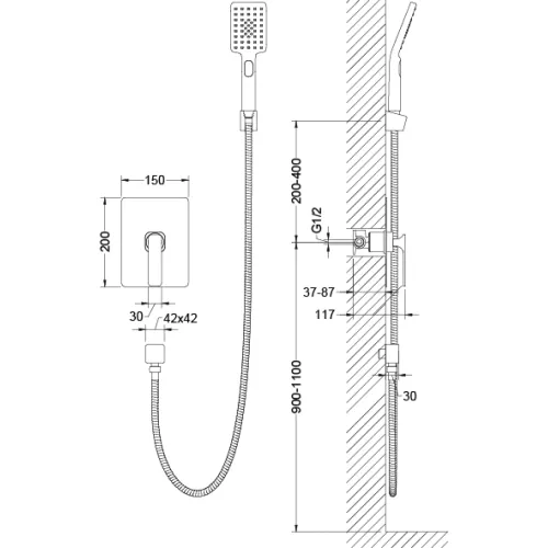 Смеситель встроенный для душевого угла Timo Torne 4369, изображение 8
