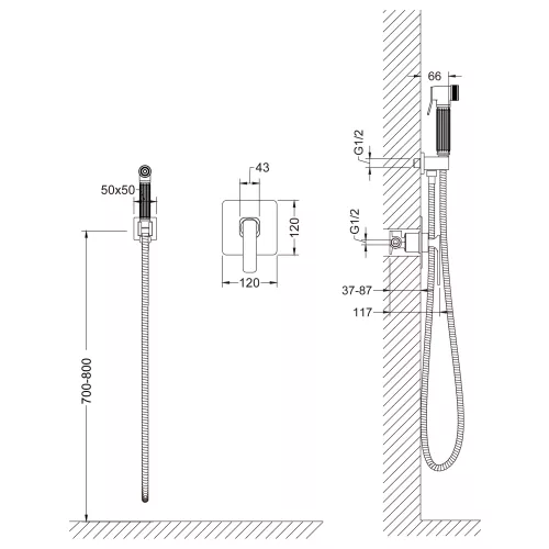 Смеситель встроенный с гигиеническим душем Timo Torne 4389/00SM, Выбрать цвет: Хром, изображение 5