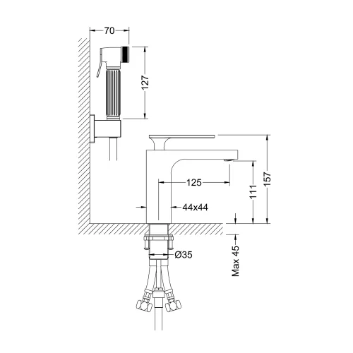 Смеситель для раковины с гигиеническим душем Timo Torne 4360/00G, Выбрать цвет: Хром, изображение 3