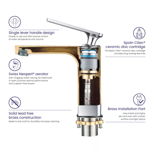 Смеситель для раковины Timo Torne 4361/00-16F, Выбрать цвет: Хром Белый, изображение 5