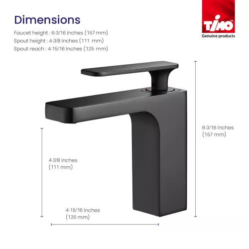 Смеситель для раковины Timo Torne 4361/03F, Выбрать цвет: Черный, изображение 3