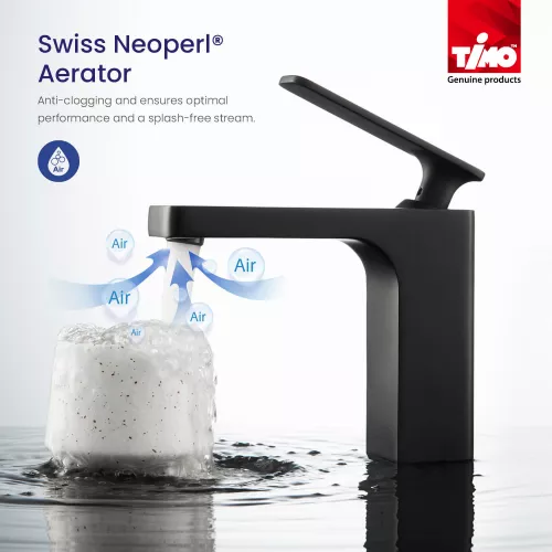 Смеситель для раковины с гигиеническим душем Timo Torne 4360/03G, Выбрать цвет: Черный, изображение 4