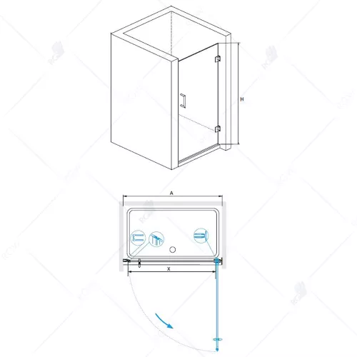Душевая дверь RGW HO-011, Цвет стекла: прозрачное, Цвет профиля: Хром, Выбрать размер: 60, изображение 2