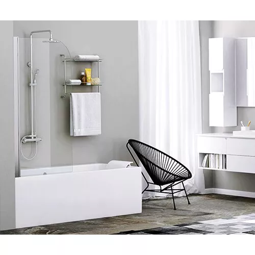 Стеклянная  шторка WasserKRAFT Leine хром, Цвет стекла: прозрачное, Цвет профиля: Хром, Выбрать размер: 80, Внешний вид: без фиксатора, изображение 2