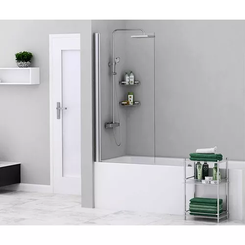 Стеклянная шторка WasserKRAFT Berkel 48P01 прозрачное/хром, Цвет стекла: прозрачное, Цвет профиля: Хром, Выбрать размер: 80, Внешний вид: без фиксатора, Ориентация: универсальная, изображение 2