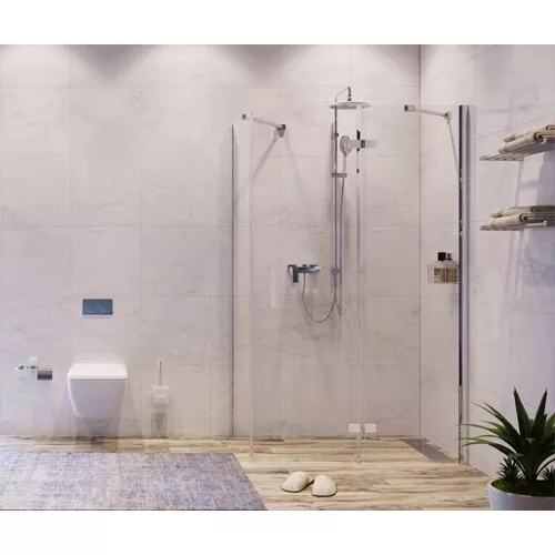 Душевой уголок WasserKRAFT AllerWHITE  Хром/Белый, Цвет стекла: прозрачное, Цвет профиля: Хром, Выбрать размер: 80х120, Ориентация: Правая, изображение 6